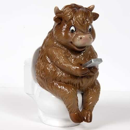 Lesser & Pavey Novelty s Highland Cow Loo TimeDecor Figurine - Scottish Inspired Design, Decorative Accent, Freestanding Display, Ideal for Home and Office Decor, Great Gift Choice