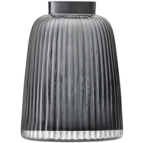 LSA International Pleat Vase H26cm Grey- 1 Unit - Mouthblown & Handmade Glass - PT07