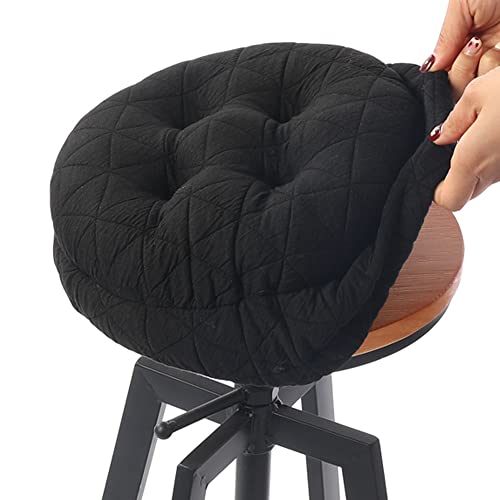 BUYUE Round Bar Stool Seat Cushion, Dia.12 Luxury Fashion Jacquard with Anti-Skid Silicone Bar Stool Cushion Padded (Black, S,1 Count)