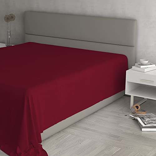 MAX COLOR Top Sheet, 100% Cotton, Plain Colour, Bordeaux, Maxi Double 270 x 300 cm