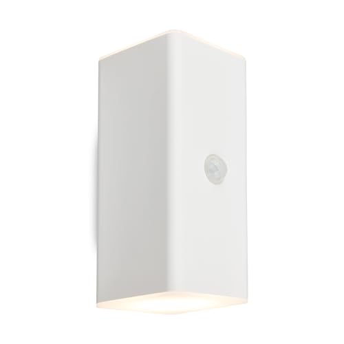 BRILONER - LED Wall Light Battery with Motion Sensor, Twilight Sensor, 20 Seconds Timer, Outdoor Light, Wall Light, Outdoor Light, Outdoor Wall Light, 15.5 x 6.5 x 8.5 cm (H x W x D), White