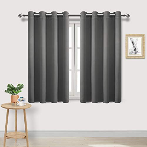 DWCN Dark Grey Curtains 54 Inches Long, Thermal Blackout Drapes for Bedroom, Room Darkening Panels for Living Room - W52 x L54 Inch, Set of 2