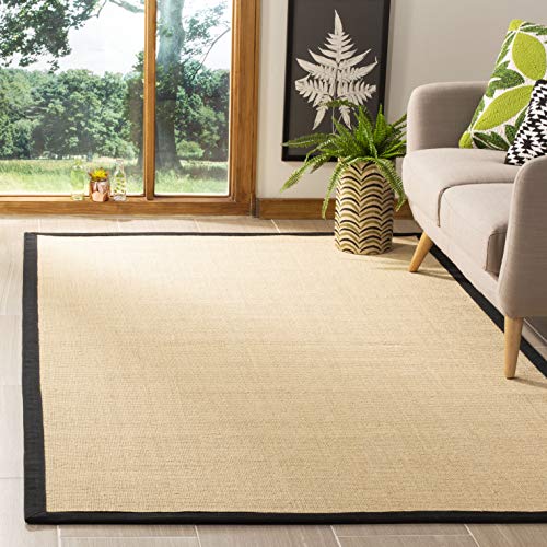 Safavieh Natural Fiber Rug for Living Room, Dining Room, Bedroom - Natural Fiber Collection, Short Pile, in Beige and Black, 152 x 244 cm