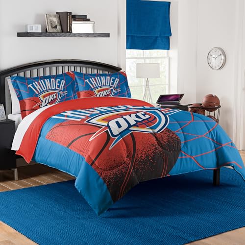 NORTHWEST Oklahoma City Thunder Officially Licensed NBA Comforter Set ??? Full/Queen & Twin/Twin XL ??? Soft Bedding with Team Logo & Pillow Shams ??? Basketball Fan Bedroom Set, Full/Queen