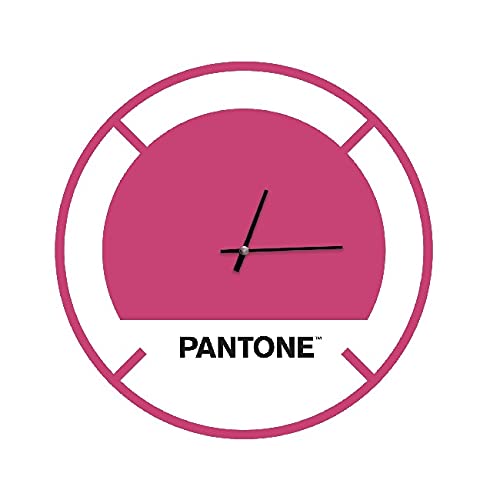 Homemania Round Wall Clock for Living Room Kitchen Office Pink White Black Metal 40 x 0.15 x 40 cm, Dimension du Produit: L40xP0,15xA40 cm, 1 kg