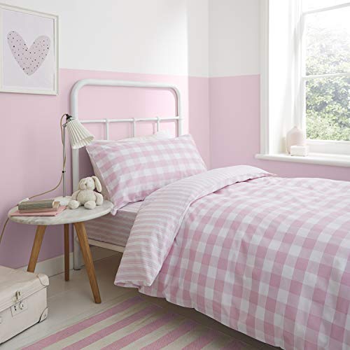 Bianca Check and Stripe Pink Duvet Cover + Pillowcase for Bed 180 cm - 260 x 240 + 2 (50 x 110)