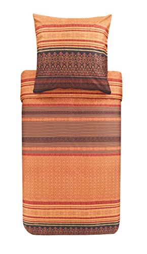 Bassetti Roccaraso R1 9323436 Bed Linen Set Cotton Mako Satin in Red 2-Piece with Zip Closure 135 x 200 cm / 80 x 80 cm