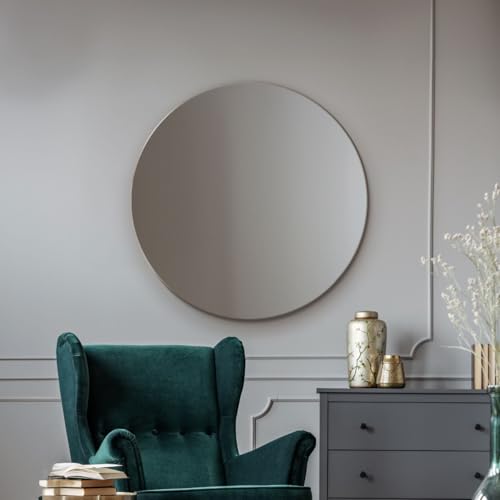 MirrorOutlet Large Round Circular Frameless Bevelled wall Mirror: 90cm – Elegant Wall-Mounted Circular Mirror