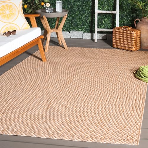 Safavieh Contemporary Indoor/Outdoor Woven Rectangle Area Rug, Courtyard Collection, CY8521, in Natural / Cream, 160 X 231 cm for Garden, Patio or Any Outdoor Space