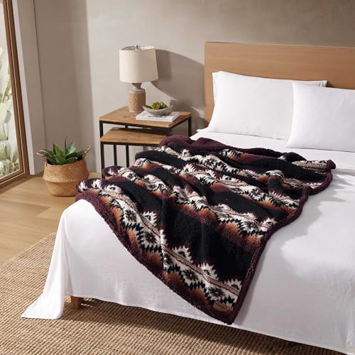 "Wrangler - Blanket, Ultra Soft Throw Blanket for Couch or Bed, Oversized Bedding w/Sherpa Reverse (Mountain Fog Brown, 50"" x 70"")"