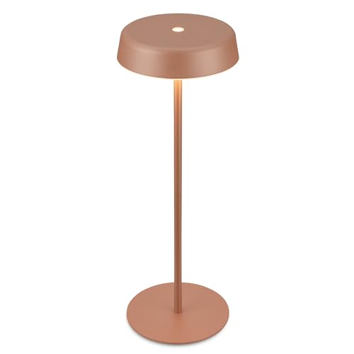 BRILONER - Rechargeable LED Table Lamp IP44 with Touch, Dimmable, Warm White Light, LED, Battery, Bedside Lamp,Cordless, 13X36.5cm, Coffee