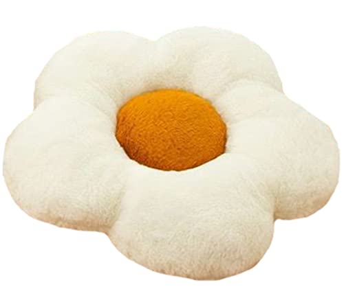 YILANLAN Cute Flower Cushion Plush Floor Pillow Casual Comfortable Pillow Office Living Room Bed Decoration Cushion Simple Room Decoration (50cm, Khaki)