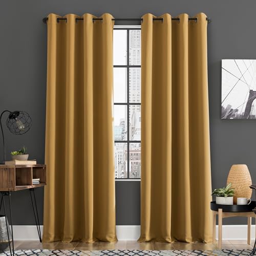 Sun Zero Soho 2-Pack 2-Pack Energy Efficient Blackout Privacy Curtain, Grommet Curtain Panel Pair, 54'' x 96'', Gold