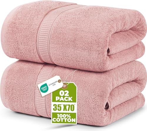 Utopia Towels - Premium Jumbo Bath Sheet (90 x 180 cm, 8 Pack) - 100% Ring Spun Cotton Highly Absorbent and Quick Dry Extra Large Bath Sheet - Super Soft Hotel Quality Towel (Dusty Pink)