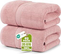 Utopia Towels - Premium Jumbo Bath Sheet (90 x 180 cm, 8 Pack) - 100% Ring Spun Cotton Highly Absorbent and Quick Dry Extra Large Bath Sheet - Super Soft Hotel Quality Towel (Dusty Pink)