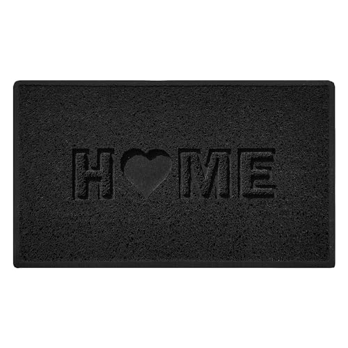 Nicoman LOVE at HOME Doormat 75x445cm -Elegant Black|Heavy Duty Non-Slip|Indoor/Outdoor|Entrance Barrier Dirt-Trapper Floor Mat|Home Patio Garden Conservatory Door Mat|Home Heart