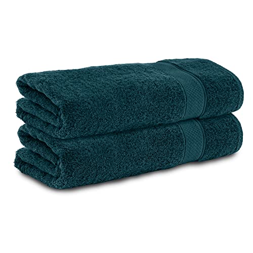 Komfortec Set of 2 Hand Towels 50 x 100 cm 100% Cotton Terry Towelling Soft Petrol