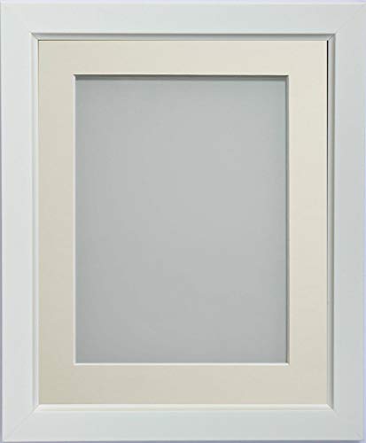 Frame Company Ainsworth Range White 14x11 inch Picture Photo Frame with Ivory Mount for Image 12x8 inch * Choice of Sizes* Fitted with Real Glass