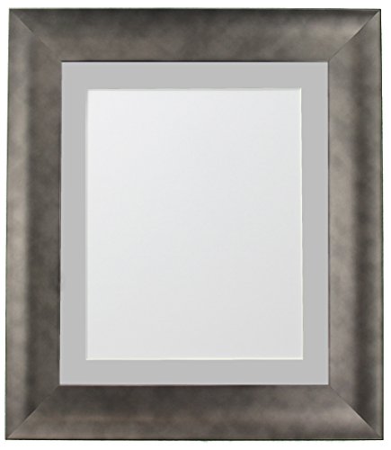 FRAMES BY POST Hygge Picture Photo Frame, Plastic Glass, Pewter with Light Grey Mount, 24 x 20 Inches Image Size 50 x 40 cm
