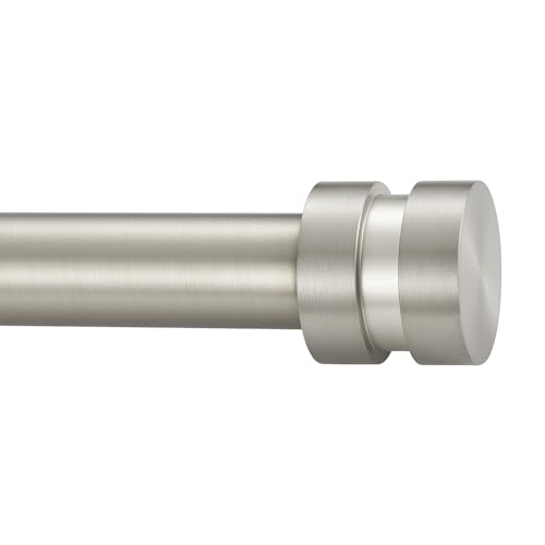 "16"" to 86"" Adjustable Curtain Pole Matte Nickel 1"" Diameter Heavy Duty Rod Set with Aluminum Finials for Windows, Doors, Drapery"