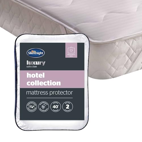 Silentnight Hotel Collection Mattress Protector - Luxury Quilted Soft Touch Cover - Hypoallergenic Bed Protector - Elasticated Corner Straps - Machine Washable - Hotel Style Comfort - Single