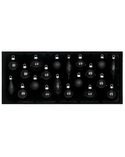 Black Glass Baubles, 20 Pack