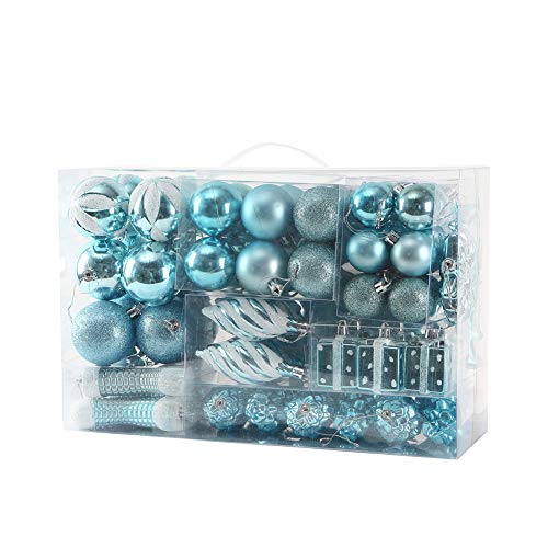 Sattiyrch 78ct Christmas Balls Ornaments Set for Xmas Tree,Shatterproof Christmas Tree Decorations with Reusable Hand-Help Gift Boxes (Blue)