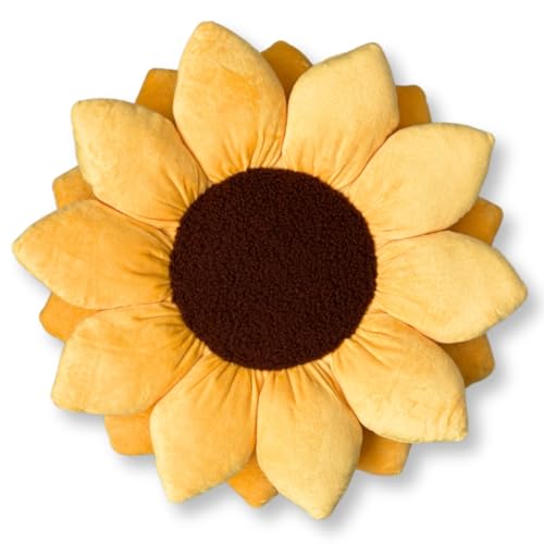 Green Philosophy Co. - Sunflower??? Pillow - Golden Yellow - 20x20 in - Made for cuddling, lounging, and brightening the room, this soft sunflower pillow is cheerful comfort in bloom