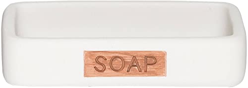 Sealskin Pierra Soap Dish, Polyresin, White, 8.6 x 2.5 x 12.2 cm