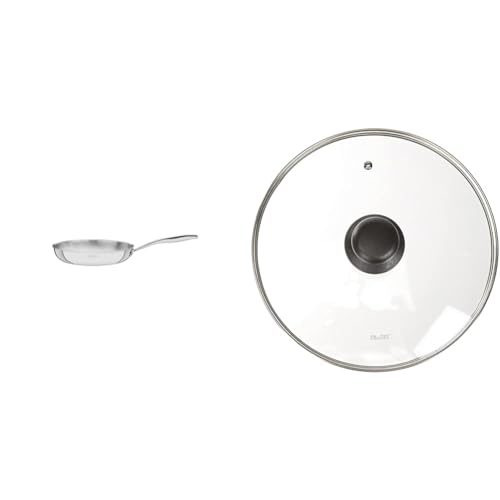 Tramontina Grano Frying Pan Stainless Steel for Induction, Electric & Ibili 970726 Stainless Steel Vented Silver & Black Glass Saucepan Cover Lid 26cm