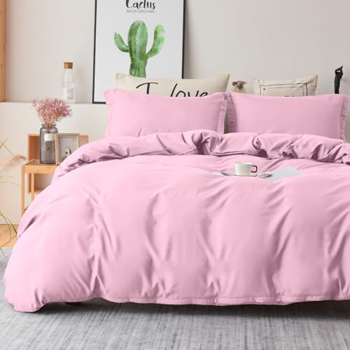 Colourful Snail Duvet Cover 2 Piece Set, Ultra Soft Double Brushed Microfiber Comforter Cover with Zipper Closure and Corner Ties, Twin, Pink (Comforter Not Included)