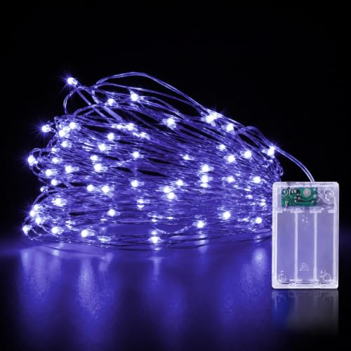 HomlyPro LED Fairy Lights 5M 50 LEDs - Purple Battery Operated String Lights, Bendable and Waterproof Copper Wire for Garden, Party, Wedding, Home, and Christmas Decorations