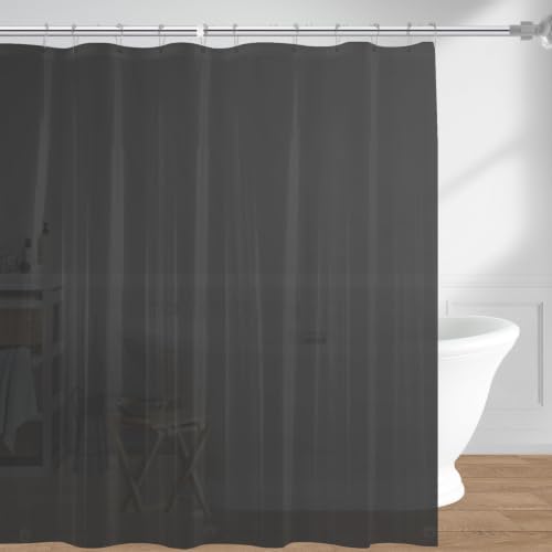 "downluxe Waterproof Frosted Shower Curtain Liner - PEVA Lightweight Plastic Shower Liner with 3 Magnets, Shower Curtains for Bathroom, 72"" x 72"", Dark Grey"