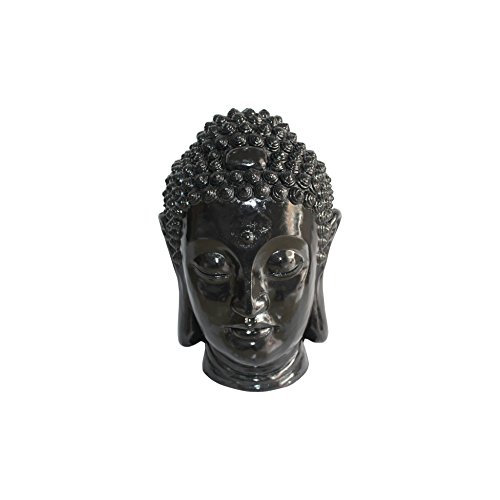 HOMEA 5dej1334nr Design Buddha Head Statue – 23.5 x 22.5 x 34 cm Black