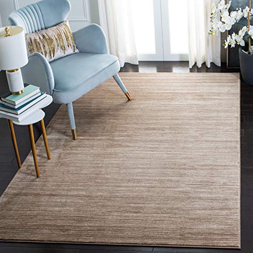 Safavieh Glam Solid Color Indoor Woven Rectangle Area Rug, Vision Collection, VSN606, in Light Brown, 155 X 229 cm for Living Room, Bedroom or Any Indoor Space