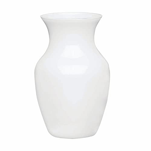 "Floral Supply Online - 8"" White Rose Vase and Flower Guide Booklet - Decorative Glass Flower Vase for Floral Arrangements, Weddings, Home Decor or Office."