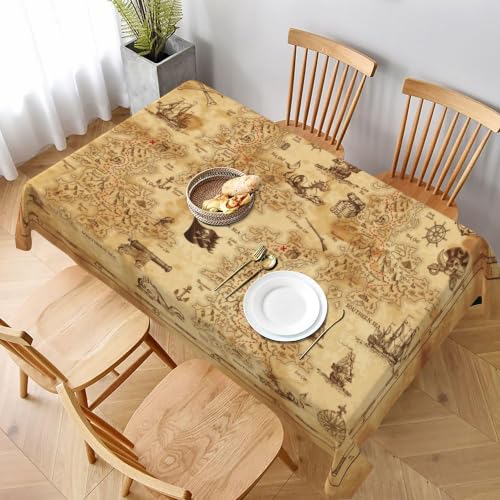 juniissl Viking Map Rectangle Tablecloth Washable 60x90 Inch Table Cover Decorative Table Cloth for Party Picnic Kitchen