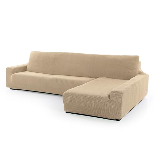 SOFASKINS?? Super Elastic Chaise Longue Cover, Sofa Cover Right Long Armrest, Sofa Cover Breathable, Comfortable and Durable, Compatible Dimensions of Sofa (210-340 cm), Colour Beige