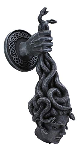 "Ebros Greek Mythology Severed Head of Goddess Medusa with Snake Hairs Hanging from Perseus Hand Wall Decor Plaque Statue 12.25"" Tall Cursed Gorgon Sisters Gothic Gargoyle Thought Provoking Accent"