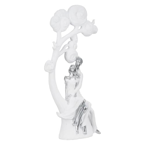 Casablanca Tree of Love Figurine - Resin - Matte White - Metallic Look - Height 40 cm x Width 21 cm - Tree Pair Motif