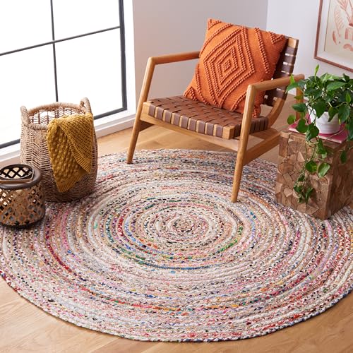 SAFAVIEH Boho Rug for Living Room, Dining Room, Bedroom - Cape Cod Collection, Short Pile, in Multi, 122 X 122 cm