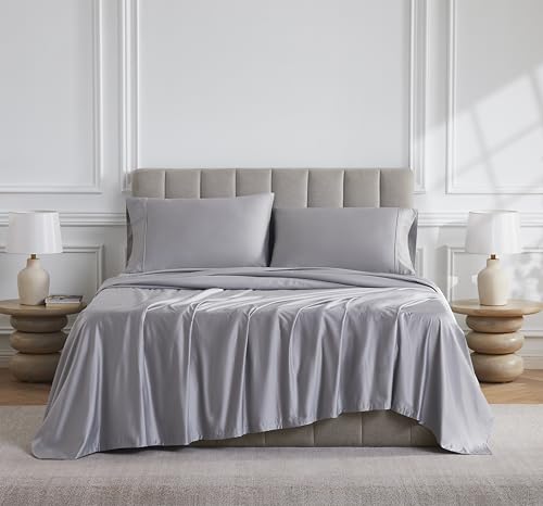 Linen Closet 1000 Thread Count Egyptian Cotton 4-Piece Sheet Set, King, Soft Silver