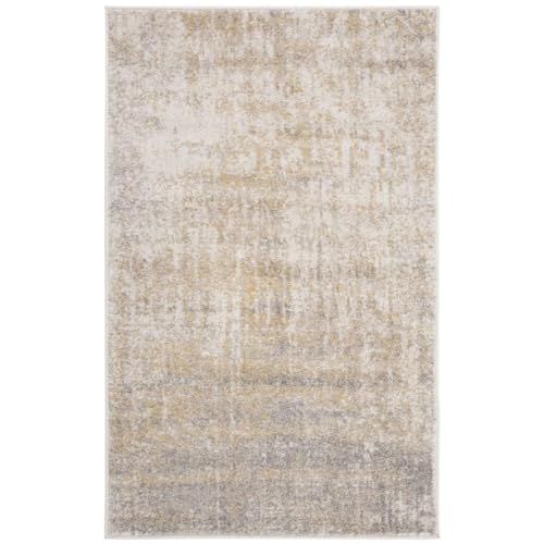 SAFAVIEH Modern Rug for Living Room, Dining Room, Bedroom - Adirondack Collection, Short Pile, in CREMEGold, 91 X 152 cm