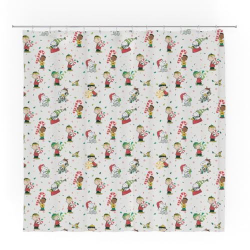 Franco Peanuts Holiday Christmas Bath Microfiber Shower Curtain, 72x72, (Officially Licensed Product)