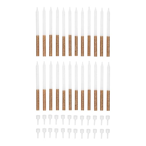 Tala 24 Gold Glitter Candles, Includes 24 Holders, Perfect for Parties and Events