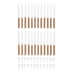 Tala 24 Gold Glitter Candles, Includes 24 Holders, Perfect for Parties and Events