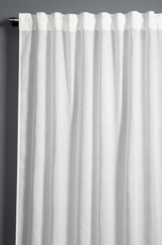 Gardinia Zen Silence Curtain with Integrated Curtain Tape, Translucent Curtain, Opaque, White, 135 x 245 cm