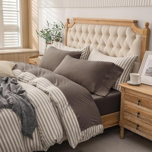 "PURE ERA Jersey Knit 4pc Bed Sheet Set 100% T-Shirt Cotton Super Soft Comfy Breathable Fits Mattress Up to 20"" Extra Deep Pocket (Solid Brown, Full)"