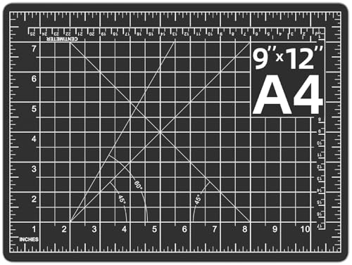 DIYSELF 9in??12in Self Healing Cutting Mat, A4 Quilting Craft Mat for Sewing - A4 Craft Cutting Board for Fabric, Sewing and Scrapbooking, 5-Ply Double-Sided Cutting Mat with Inch Grid and Angles