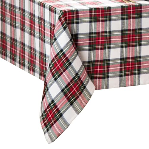 "Elrene Home Fashions Christmas Classic Holiday Plaid Cotton Tablecloth, Holiday Table Decor, 60"" X 120"", Oblong"